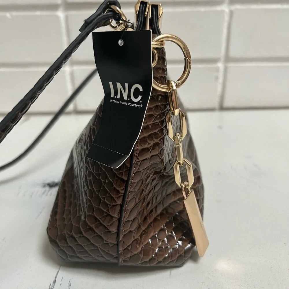 I.N.C. International Concepts Bawdii Croc-Embossed Shoulder Bag🤎🐊